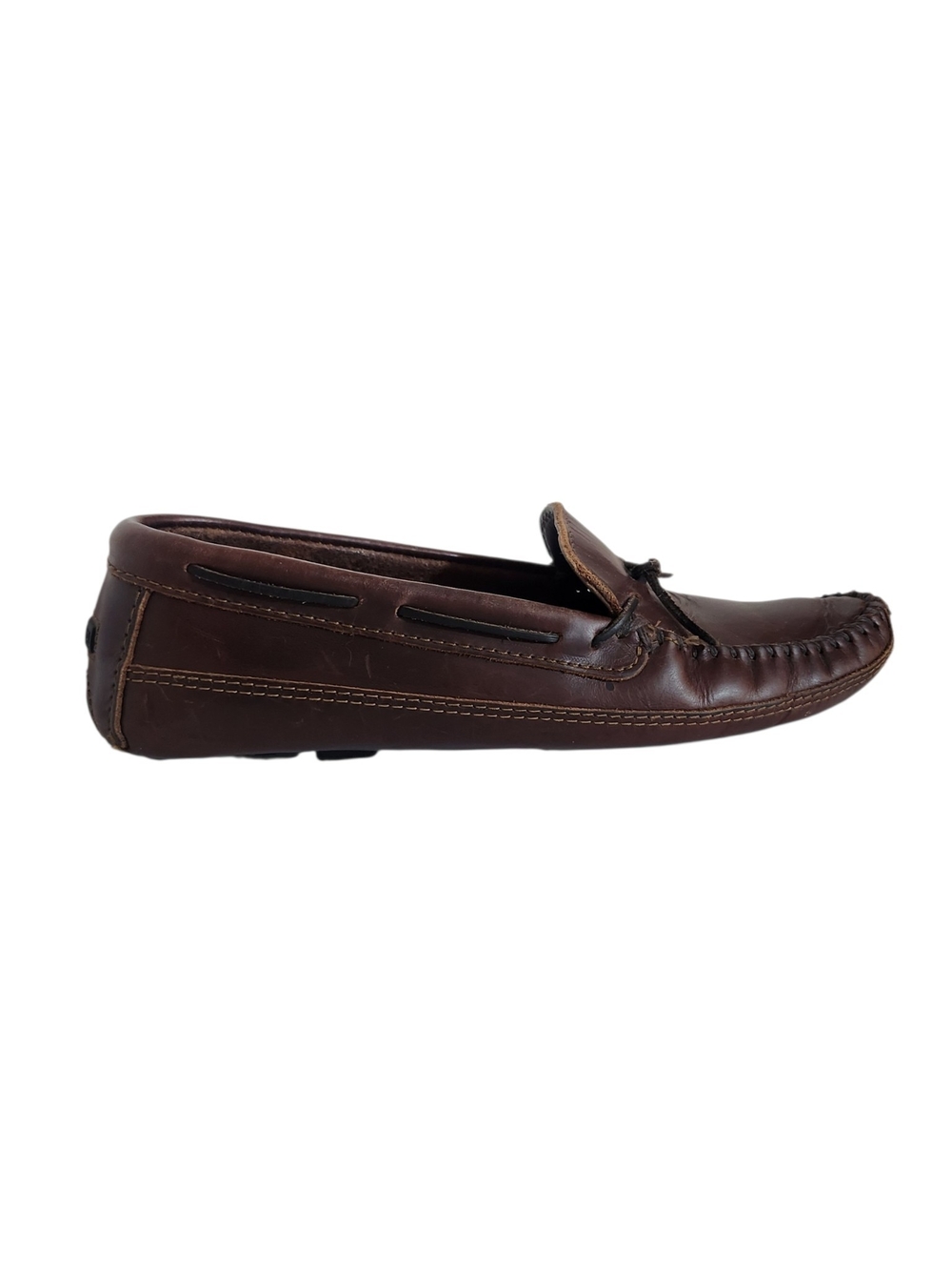 Minnetonka Mens Brown Leather Driving Loafers Size 11.5